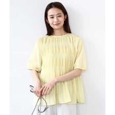 【5分袖/洗える】マジョリカプリーツシアーブラウス