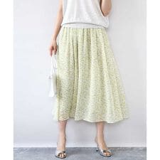【こなれSETUP/洗える】小花柄シフォンスカート
