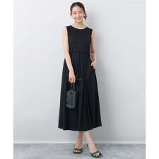 ウエスト切り替えノースリーブワンピース/接触冷感/洗える