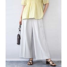 センタープレス入りストレートワイドパンツ/UVカット/接触冷感/速乾/洗える