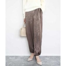 サテンヴィンテージ調ワイドパンツ/接触冷感/洗える