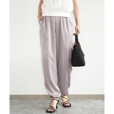 サテンヴィンテージ調ワイドパンツ/接触冷感/洗える