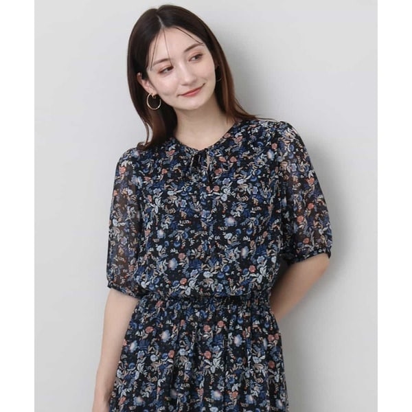 MK ミッシェルクラン（MK MICHEL  ）/【小さいサイズ】フラワーモチーフプリントシフォンブラウス/洗える フラワードットプリントシフォンブラウス/洗える | MK ミッシェル