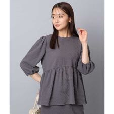 エンボス加工ペプラムブラウス/洗える