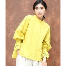 コットンレースブラウス/洗える