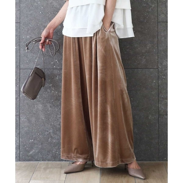 こなれSETUP/ウエストゴム/洗える】スノーベロア ワイドパンツ | MK