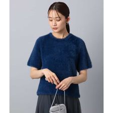 【トレンド/洗える】半袖シャギーニット