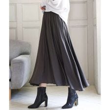 【こなれSETUP/洗える】起毛サテンガウチョパンツ