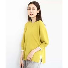 ドルマンスリーブ配色デザインニット/洗える