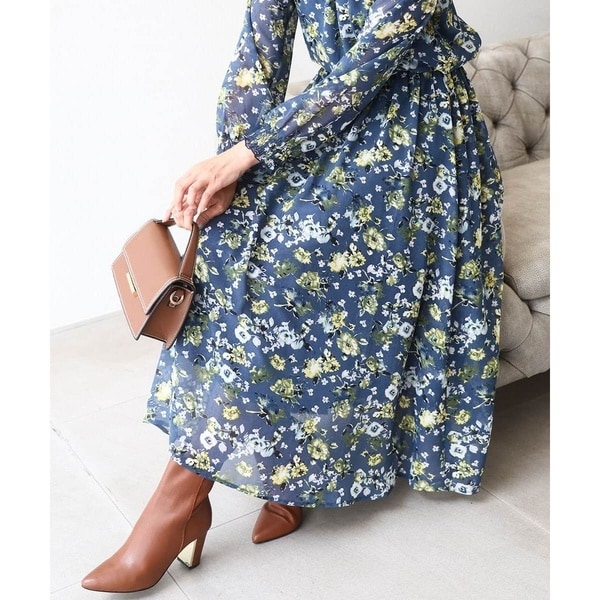 MK ミッシェルクラン（MK MICHEL  ）/クラシックフラワープリント シフォンスカート/洗える クラシックフラワープリント シフォンスカート/洗える | MK ミッシェル