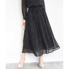【こなれSETUP/洗える】ツイード調チェックプリント シフォンスカート
