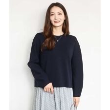 【こなれSETUP/洗える】スムース編みバック釦ニット