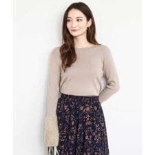 【トレンド/洗える】フェザー切替えコンパクトリブニット