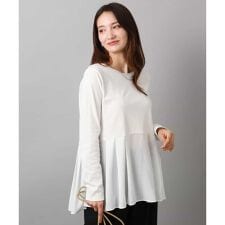 【レイヤードにおすすめ/洗える】タックプリーツデザイン ペプラムインナーカットソー