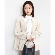 【ウール混/ビジネス洗える】フレアーシルエットチュニックニット