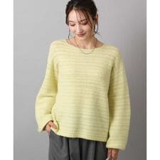 MK ミッシェルクラン(MK MICHEL KLEIN)の【体型カバー/洗える】シアーボーダーボリュームパフスリーブニット