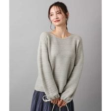 MK ミッシェルクラン(MK MICHEL KLEIN)の【体型カバー/洗える】シアーボーダーボリュームパフスリーブニット