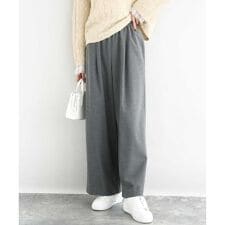 裏起毛ワイドストレートプルオンパンツ/洗える
