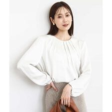 MK ミッシェルクラン(MK MICHEL KLEIN)の【ビジネス/洗える】ウェーブサテンタックディティールブラウス