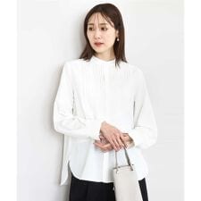 MK ミッシェルクラン(MK MICHEL KLEIN)の【ビジネス/洗える】フロントピンタックレースブラウス