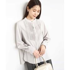 MK ミッシェルクラン(MK MICHEL KLEIN)の【ビジネス/洗える】フロントピンタックレースブラウス