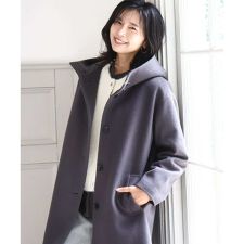 MK ミッシェルクラン(MK MICHEL KLEIN)の【ウール100%】SUPER100'sウール フーデットミドルコート