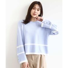 <追加>【大人気/洗える】配色ライン片畦編みニット