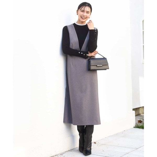 【新品】 LEJAパールネックパフスリーブボレロ格子レースワンピースドレス Leja（レジャ）の「【LEJA】パールネックパフスリーブボレロ格子レース