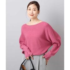 【体型カバー/春ニット/洗える】ラメ入りドルマンスリーブ畦編みニット