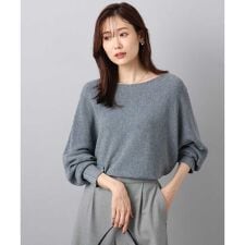 【体型カバー/春ニット/洗える】ラメ入りドルマンスリーブ畦編みニット