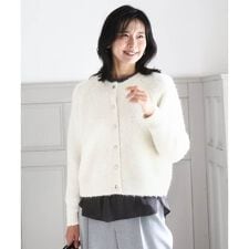 【ウール混/洗える】ヘアリーニットカーディガン