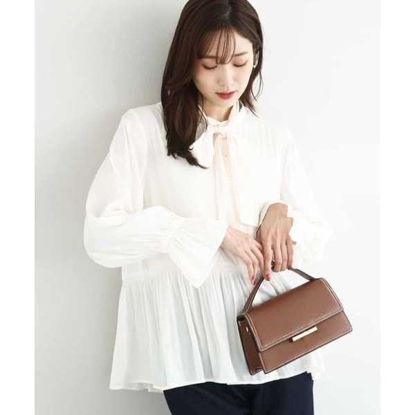 MK ミッシェルクラン（MK MICHEL  ）/【ビジネス/洗える】ウェーブサテンタックディティールブラウス ビジネス/洗える】ウェーブサテンタックディティールブラウス | MK