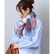大判チェック柄ストール/洗える
