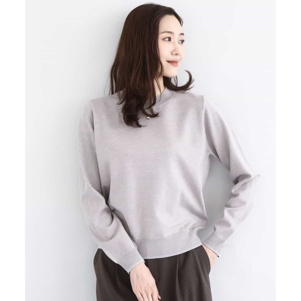 パール調ビーズ衿付きハイゲージニット/洗える | オフオン(OFUON