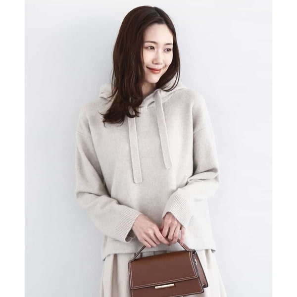 MK ミッシェルクラン（MK MICHEL  ）/【ウール混/トレンド/洗える】クロップド丈ニットフーディー ウール混/トレンド/洗える】クロップド丈ニットフーディー | MK