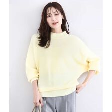 【ウール混/洗える】シャドーボーダー調ドルマンニット