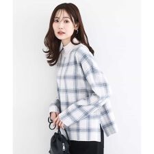 【春までニット/セットアップ/洗える】チェック柄ニットプルオーバー