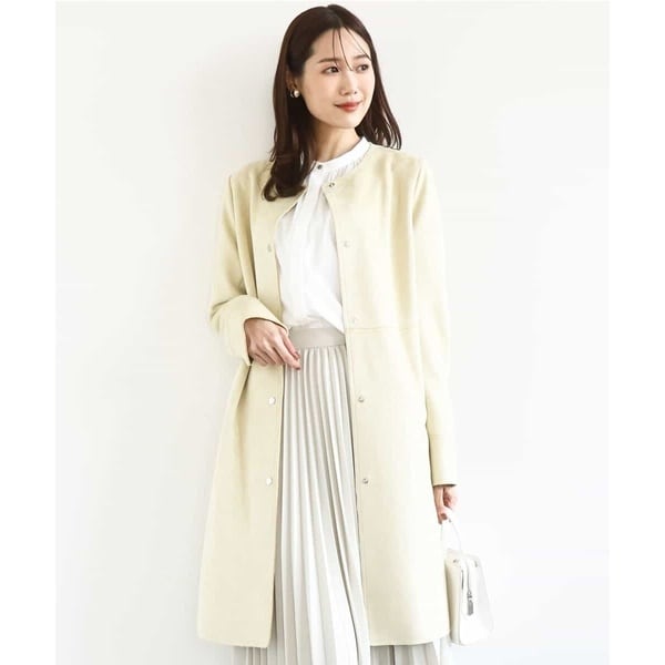 美品✨アナイ ダブルクロスノーカラーコート　スプリングコート ベージュ 38 春 Spick & Span（スピックアンドスパン）の「ダブルクロスノーカラー