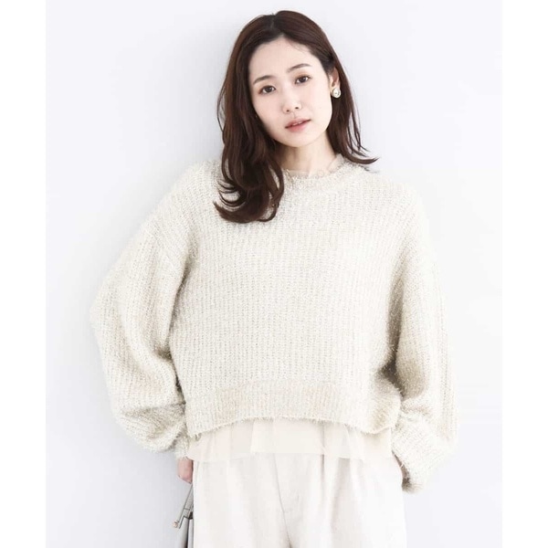 MK ミッシェルクラン（MK MICHEL  ）/【HOLIDAY/ラメ/洗える】ミニフリルデザインキラキラニット HOLIDAY/ラメ/洗える】ミニフリルデザインキラキラニット | MK