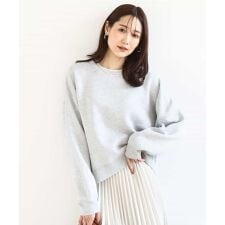 スウェットライククルーネックニット/洗える