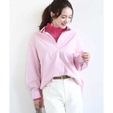 コットン混ベーシックシャツ（無地）/接触冷感/防シワ/洗える