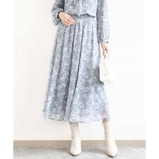 花柄シフォンスカート/洗える