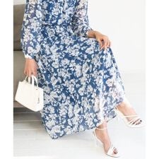 花柄シフォンスカート/洗える