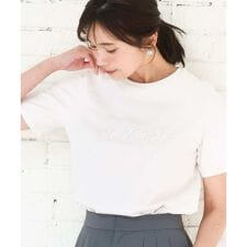 ビーズ刺繍ロゴTシャツ/洗える