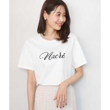 ビーズ刺繍ロゴTシャツ/洗える