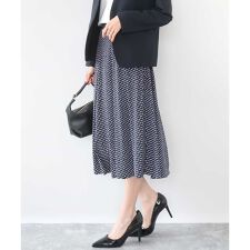 【セットアップ可/洗える】幾何柄ジャージータックスカート