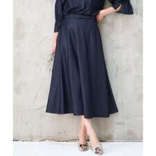 [SANAGARAシリーズ]デニムライク フレアスカート/接触冷感/UVカット/洗える
