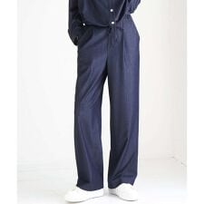 [SANAGARAシリーズ]デニムライク ワイドパンツ/接触冷感/UVカット/洗える