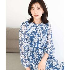 花柄シフォンブラウス/洗える