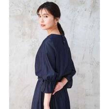 [SANAGARAシリーズ]デニムライク キャンディースリーブブラウス/接触冷感/UVカット/洗える